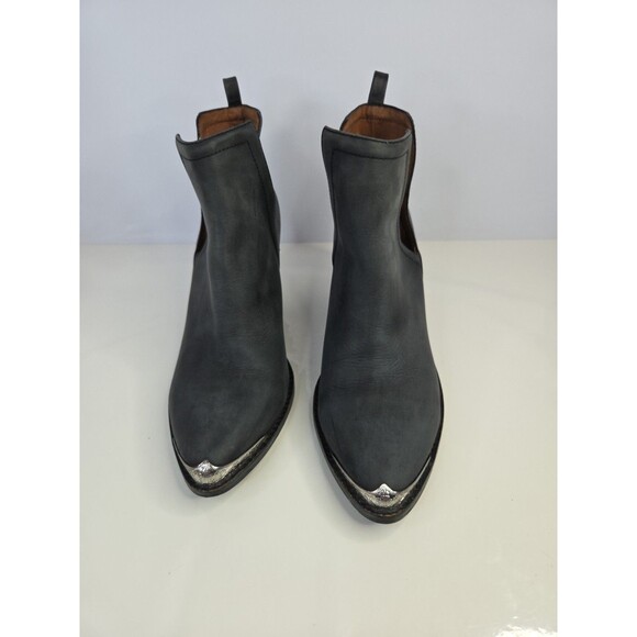 Jeffrey Campbell Western Gray Suede Ankle Boots Metal Deatails & Pointed Toe 8.5 - Picture 4 of 16